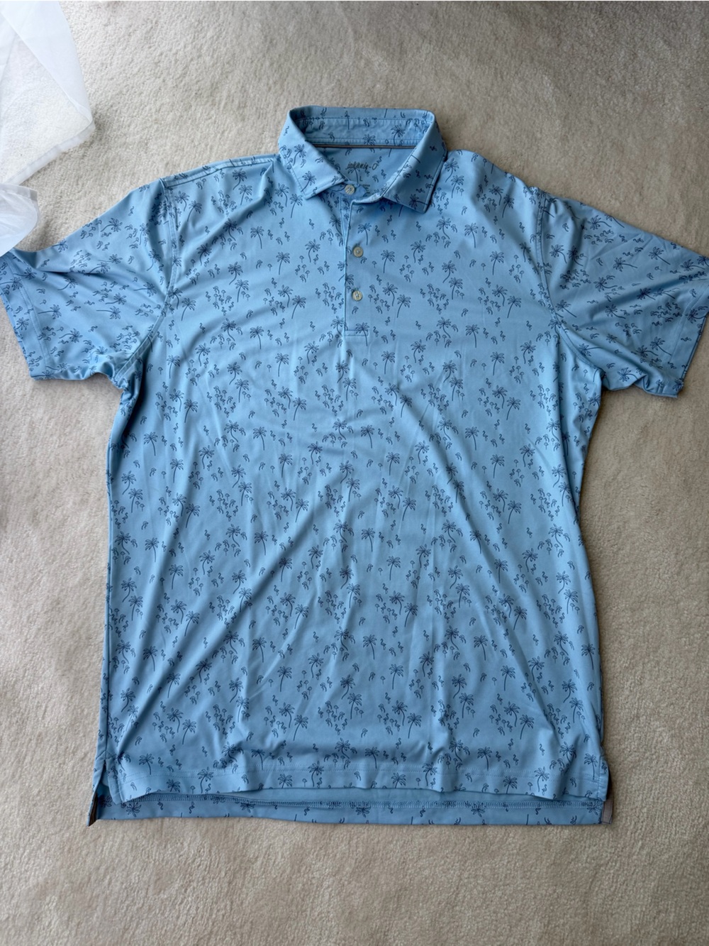 johnnie-O Light Blue Palm-Print Polo